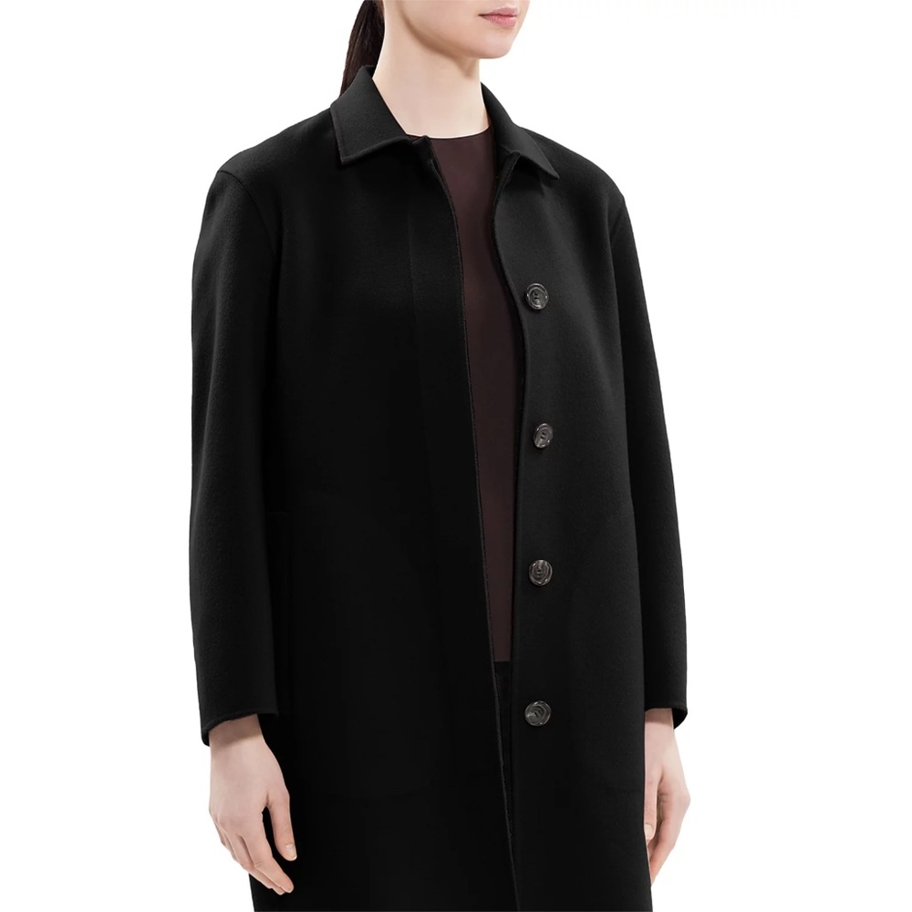 THEORY WOMEN’S DARK BROWN WOOL COMFORT WINTER CAR COAT